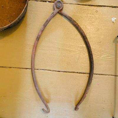 LOT 531: Rustic Collection of Vintage/Antique Tools, Pans, Grill, and More