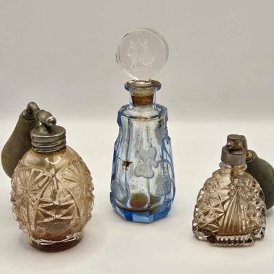 LOT 543: Antique Crystal Perfume Bottles