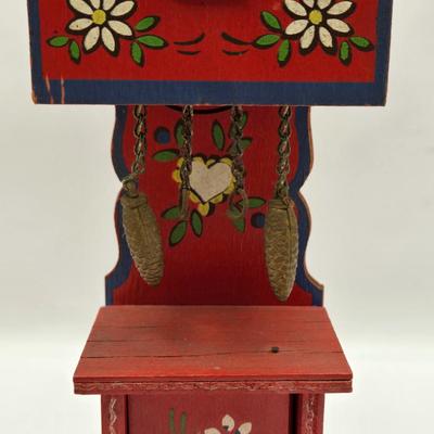 LOT 546: Vintage German Wooden Miniature Grandfather Clock, Miniature Gold Tone Grandfather Clock, & Miniature Gold Tone Mantle Clock
