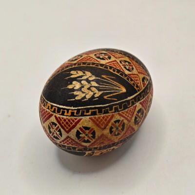 LOT 547: Vintage Mechanical Japanese Wooden Cigarette Box, Bent Wood Box, Appears to Be Hand Made, Hand Decorated Easter Egg, & Small...