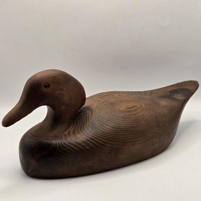 LOT 552: Carved Wooden Duck, Duck Planter, & Upland Game Restoration Book