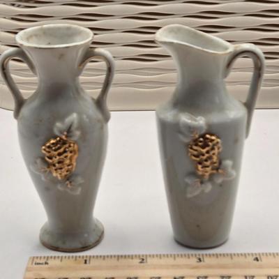 LOT 553: Miniatures of All Sorts, Including Musical Instrument Playing Monkeys, Salt & Pepper Shakers, Vase, Pitcher, & Kodak...