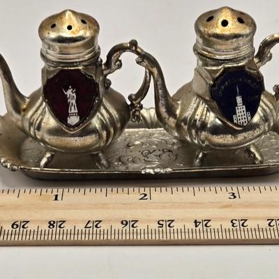 LOT 553: Miniatures of All Sorts, Including Musical Instrument Playing Monkeys, Salt & Pepper Shakers, Vase, Pitcher, & Kodak...