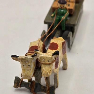 LOT 554: Miniature Wooden Train, Trucks, & Wooden Stamper Set