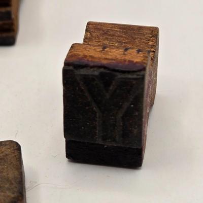 LOT 554: Miniature Wooden Train, Trucks, & Wooden Stamper Set