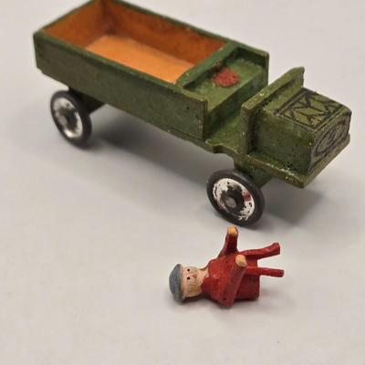 LOT 554: Miniature Wooden Train, Trucks, & Wooden Stamper Set