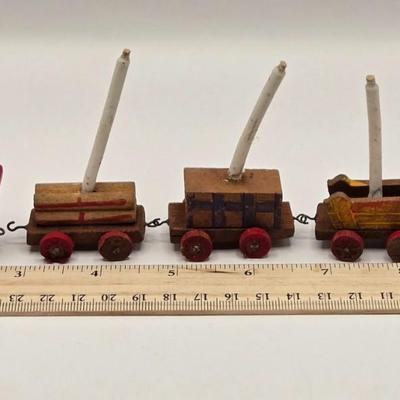 LOT 554: Miniature Wooden Train, Trucks, & Wooden Stamper Set