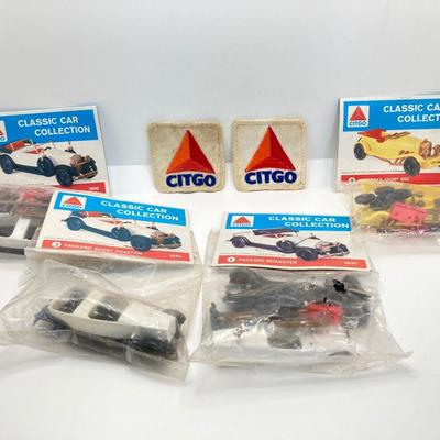 LOT 557: Coastal Ertl Die Cast Coin Bank, Citgo Patches and Vintage Classic Car Collection Models