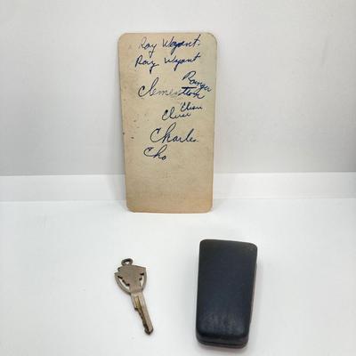LOT 560: Vintage El Camino Camper Car, Metal Firebird Car Badge / Emblem, Mercury Key with Key Holder and More