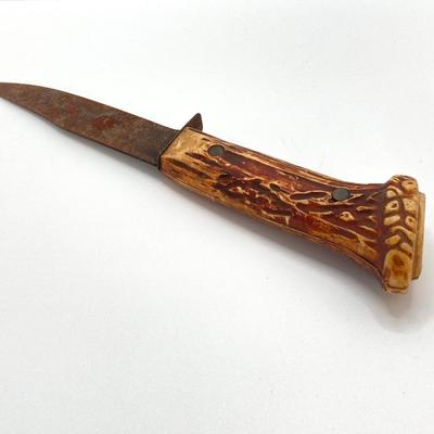 LOT 563: Vintage Knives - Skife with Original Box, Camping Utensil Combo with Sheath, Utility, Faux Antler and More
