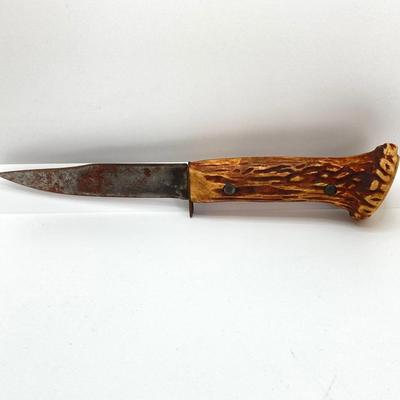LOT 563: Vintage Knives - Skife with Original Box, Camping Utensil Combo with Sheath, Utility, Faux Antler and More