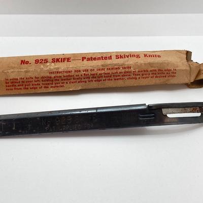 LOT 563: Vintage Knives - Skife with Original Box, Camping Utensil Combo with Sheath, Utility, Faux Antler and More