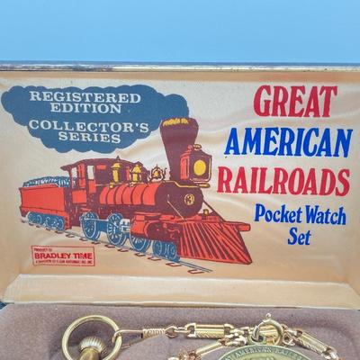 LOT 564: Vintage Great American Railroads Collector's Pocket Watch Set (Chessie System )in Original Display Box