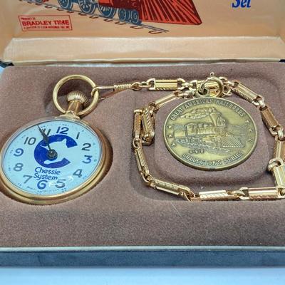 LOT 564: Vintage Great American Railroads Collector's Pocket Watch Set (Chessie System )in Original Display Box