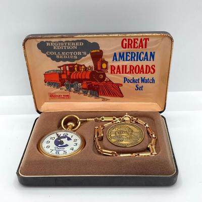 LOT 564: Vintage Great American Railroads Collector's Pocket Watch Set (Chessie System )in Original Display Box