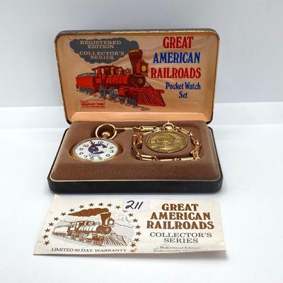LOT 564: Vintage Great American Railroads Collector's Pocket Watch Set (Chessie System )in Original Display Box