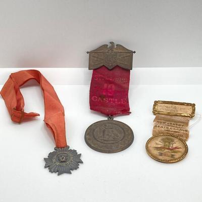 LOT 570: Antique Medals - St. John's 19 Castle, DeMolay Knight's and New Jersey State Grange