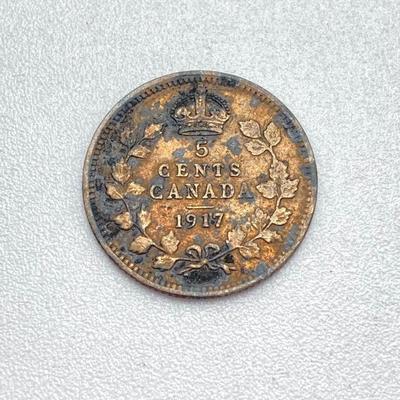 LOT 571: Master Dime Register Bank (Silver Roosevelt Dime Inside), Vintage Pennies, 1917 5 Cent Canadian Silver Coin, Oversized Metal...