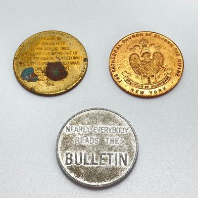 LOT 571: Master Dime Register Bank (Silver Roosevelt Dime Inside), Vintage Pennies, 1917 5 Cent Canadian Silver Coin, Oversized Metal...