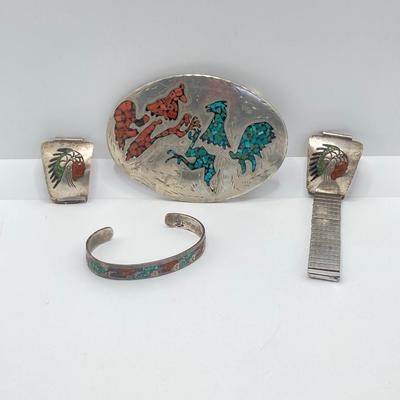 LOT 573: Artisan Crafted Unmarked Silver Jewelry