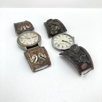 LOT 580: Two Vintage Watches (Seiko and Timex) with Artisan Crafted Bands