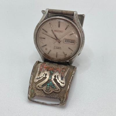 LOT 580: Two Vintage Watches (Seiko and Timex) with Artisan Crafted Bands
