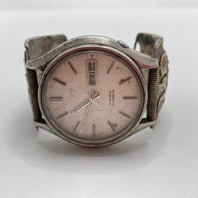 LOT 580: Two Vintage Watches (Seiko and Timex) with Artisan Crafted Bands