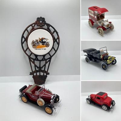 LOT 582: Ford Automobile Collection - Toy Cars, True Value Ertl Bank and Trivet