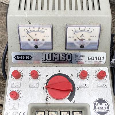 LOT 583: Vintage Trains and Accessories - Jumbo LGB 50101 Transformer, Locomotive, MRC Trainpower 6200 and More
