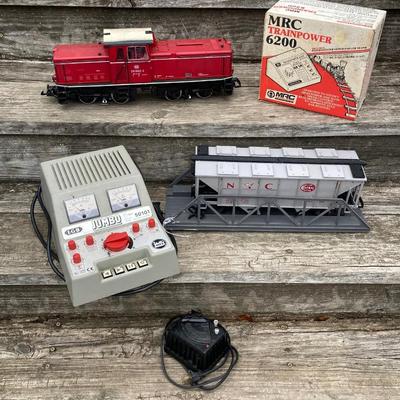 LOT 583: Vintage Trains and Accessories - Jumbo LGB 50101 Transformer, Locomotive, MRC Trainpower 6200 and More