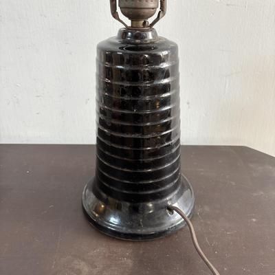 LOT 584: Vintage MCM Ceramic Lamp (untested), Inarco Embossed Vase & Clear Candy Bowl w/Ribbed Base