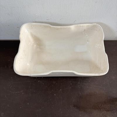 LOT 586: Vintage Brown Glazed Planter, Made in USA Planter & "Gathering Granny" Figurine