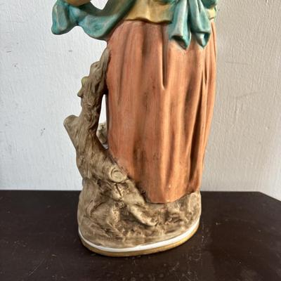 LOT 586: Vintage Brown Glazed Planter, Made in USA Planter & "Gathering Granny" Figurine