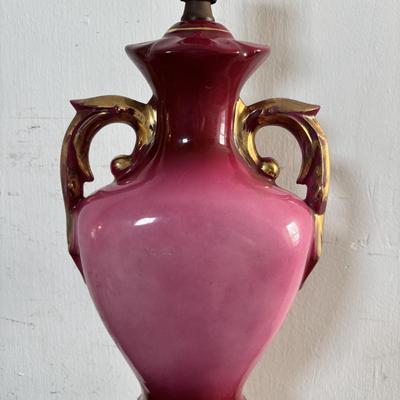 LOT 588: Vintage Floral Lamp, Brass Candelabra & Pressed Glass Oval Candy Dish & Arnart Teacup