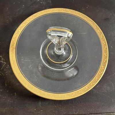 LOT 589: MCM Vtg Bo Svensk HB Sweden 4 Light Candelabra, Baret Ware, Made in England Canton Compote, Pair of Smokey Glass Tumblers...