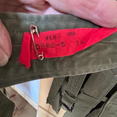 LOT 593: Military Issued Clothing: Officers Shirt, Uniform Jacket & Trousers & Trench Coat