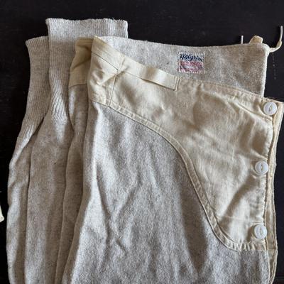 LOT 594: Military Issued Coat, Long John Thermal Shirts/Pants, Gloves along with Leather Mittens