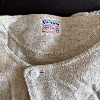 LOT 594: Military Issued Coat, Long John Thermal Shirts/Pants, Gloves along with Leather Mittens