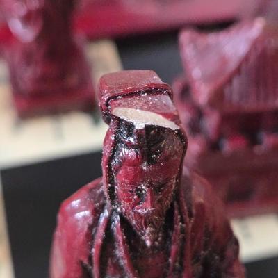LOT 597: Vintage Carved Wooden Japanese Folding Chess Set