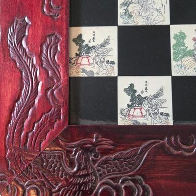 LOT 597: Vintage Carved Wooden Japanese Folding Chess Set