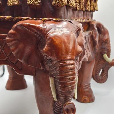 LOT 599: Toscano Maharajah Elephants Upholstered & Leopard Tapestry