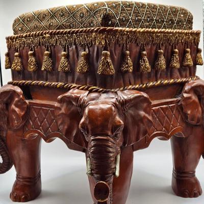 LOT 599: Toscano Maharajah Elephants Upholstered & Leopard Tapestry