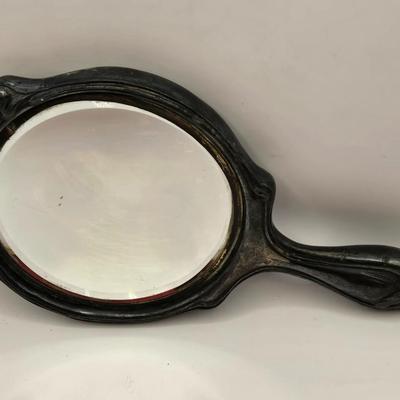 LOT 601: Antique Hand Mirror, Tissue Holder, & Lipstick