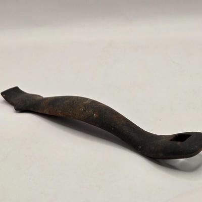 LOT 605: Cherry King Wooden Box , Antique Nut Cracker, Immersible Thermometer, Awl, Metal Gate Handle, Upholster Tack Hammer, &...