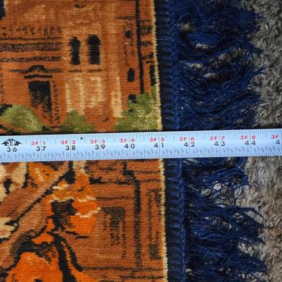 LOT 607: Antique Spanish Dancing Music Velour Colosseum Towers Wall Art Tapestry & Prayer Rug/Wall Art Tapestry
