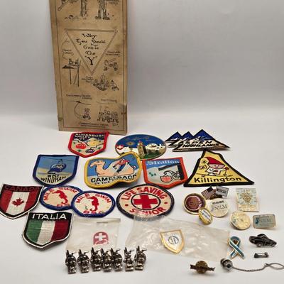 LOT 613: Various Patches, Pins, Y.M.C.A. Brochure