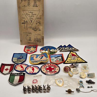 LOT 613: Various Patches, Pins, Y.M.C.A. Brochure