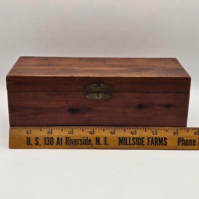 LOT 616: Chinese Cricket Box, "Lost World Watches", Small Pennant Flags, Marbles, Bruce Wayne Ring, Rulers, Wooden Box,& More