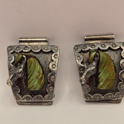 LOT 620: Silver Toned Belt Buckle, Bolo Tie, & Watch Band Parts