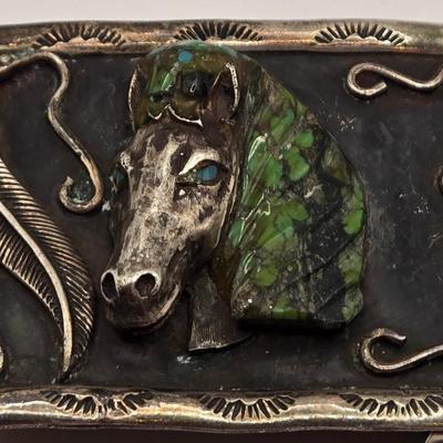 LOT 620: Silver Toned Belt Buckle, Bolo Tie, & Watch Band Parts